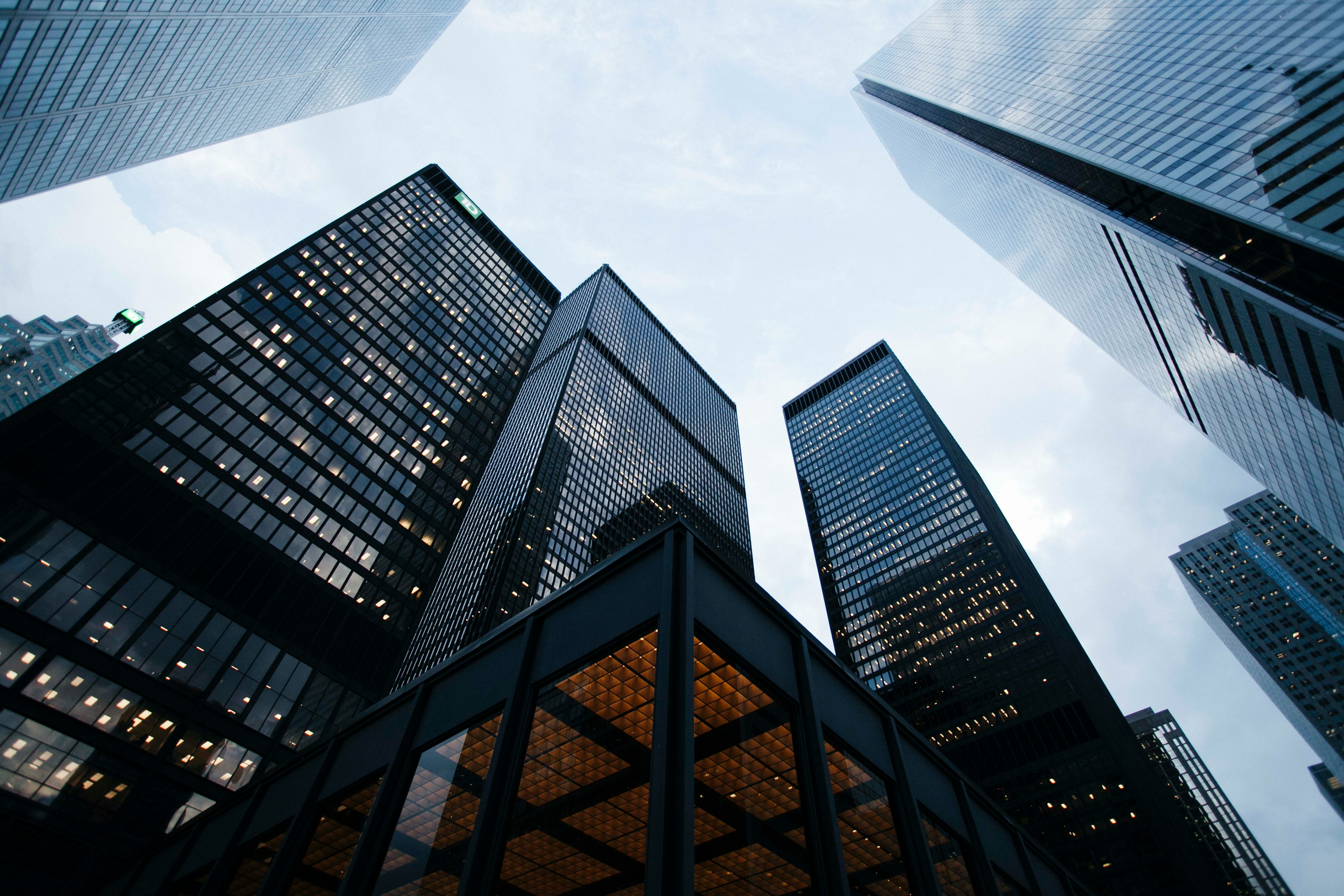 Skyscrapers representing financial institutions